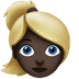 👱🏿‍♀️ woman: dark skin tone, blond hair display on Apple